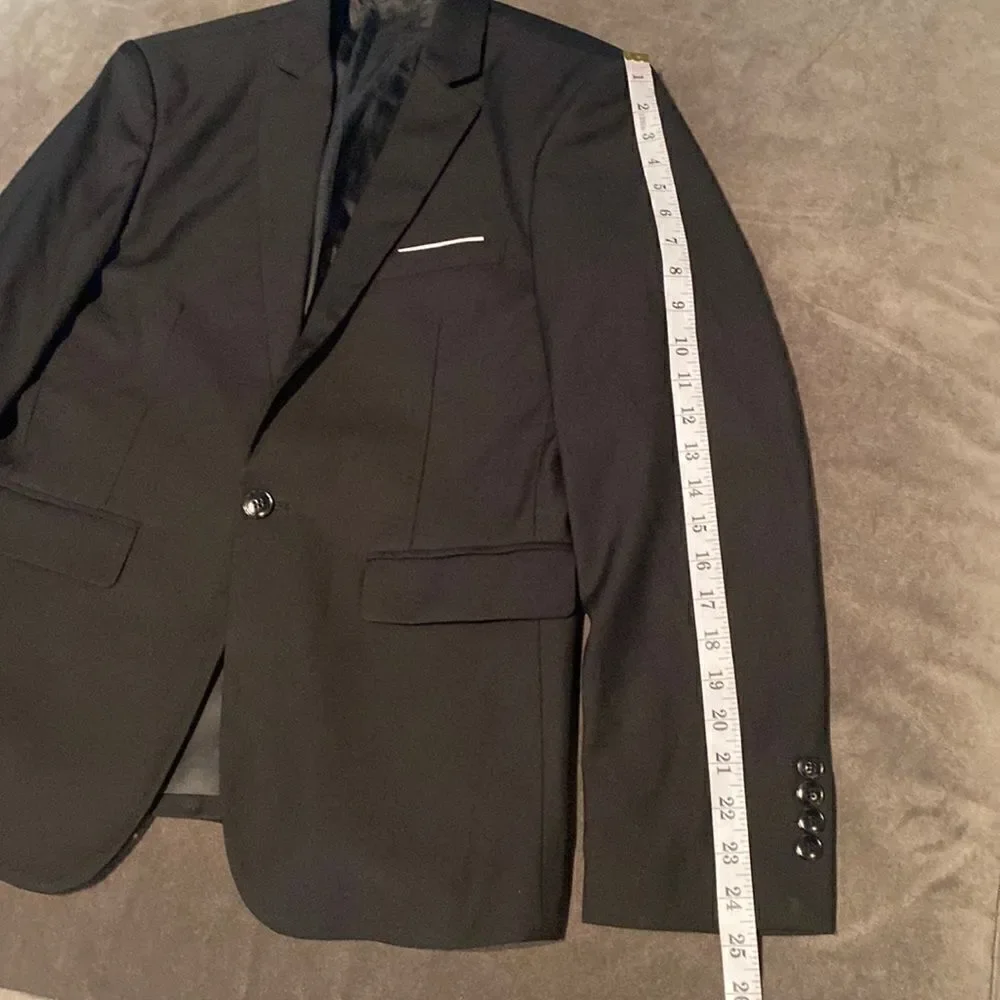 Men’s Black Suit Jacket Blazer One Button Notched Lapel Size 36 NWOT